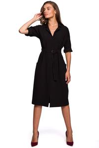 Black Belted Dress with Pockets