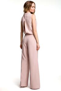 Powder Pink Collared Sleeveless Jumpsuit