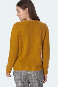 Plain sweater with a round neckline - mustard