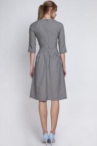 Houndstooth Slim Waist 3/4 Sleeves Smart Dress