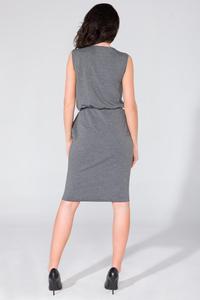 Grey Sleeveless Side Pockets Casual Dress