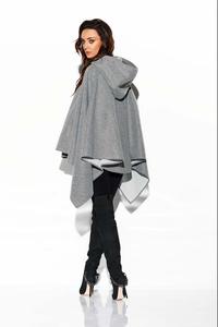 Light gray Asymmetrical Poncho with Hood