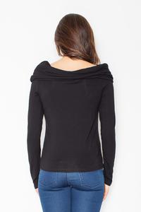 Black Knitwear Wide Tourtle Neck Blouse