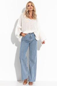 Ecru Oversized V-Neck Sweater