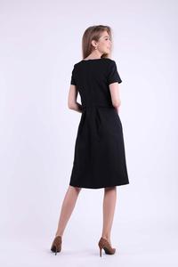 Black Formal Flared Dress with Overlay