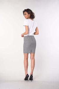 Black Pencil Short Skirt with a Fine Check Pattern