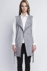 Grey Sleeveless Vest Jacket with Belt
