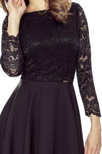 Black Evening Dress with Lace Top