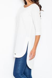 Ecru Simple Office Style Long Blouse-Tunic