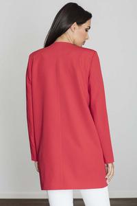 Red Round Neckline Open Ladies Blazer