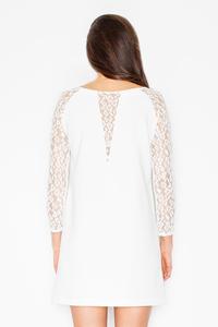 Ecru Flared Mini Dress with Lace