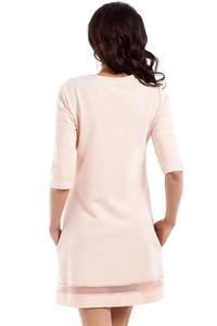Peach Classic Flared Dress with Transparent Strap