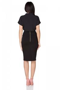 Black Elegant Blouse with Self Tie Bow