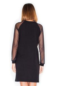 Black Casual Mini Dress with Transparent Sleeves