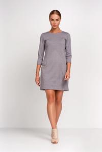Grey Casual Mini Dress with Pockets