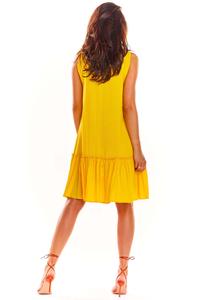Yellow Loose Sleeveless Frill Dress