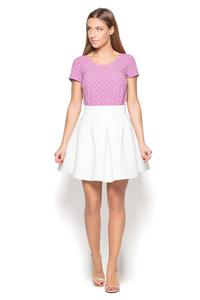 Pink Scoop Neckline Geometric Pattern T-shirt