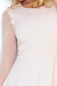 Powder Pink Coctail Dress with Transparent Sleeves