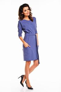 Blue Office Style Belted Dress
