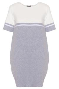 Grey&Ecru Striped Casual Dress