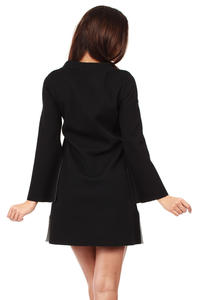 Black Modern Mini Monk Shirt Dress
