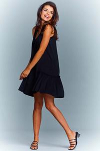 Black Loose Sleeveless Frill Dress