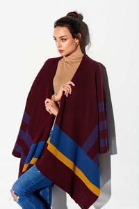 Stylish Patterned Poncho with stripes