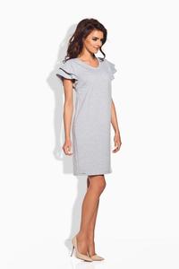 Light Grey Coctail Butterfly Sleeves Dress