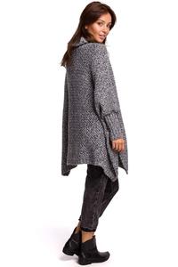 Asymmetrical Turtleneck Poncho-Sweater - Anthracite