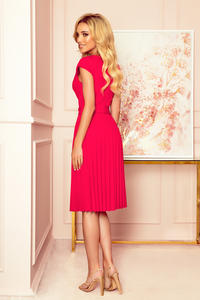 Raspberry Pink Cocktail Pleated Dress
