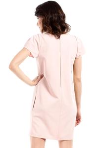 Powder Pink Simple Style Short Sleeves Dress