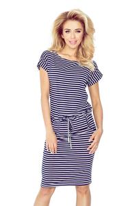 Navy Blue White Knit Dress with Tunnel in Tali