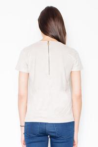 Beige Suede T-shirt with Zip at The Back