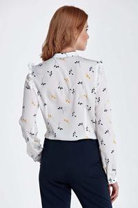 Twigs Pattern Shirt with Frills