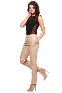 Beige Ultra Sleek Chic Straight Pants