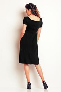 Black Short Sleeves Knee Length Dress