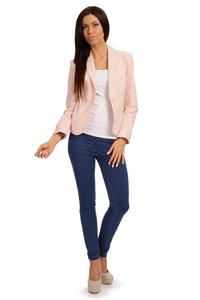 Long Lapels Pink Coat with Single Button Fastening