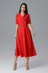 Midi Red Dress With Collar