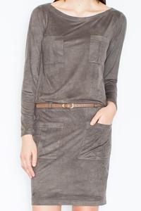 Olive Green Office Style Dress with Pockets