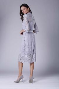 Grey Slim Waist Lace Dress