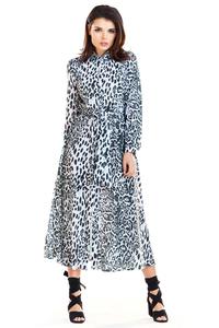 White and Black Long Leopard Shirt Dress