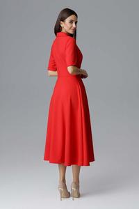 Midi Red Dress With Collar