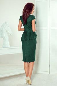 Green Peplum Dress Asymmetrical Cut