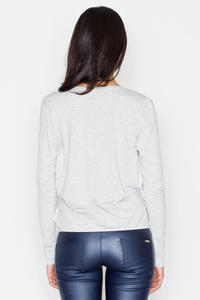 Light Grey Long Sleeves V-Neckline Blouse