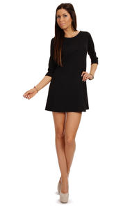 Black Shift Dress with Metallic Emblem