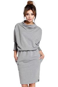 Grey Casual Dress with Wide Tourtleneck