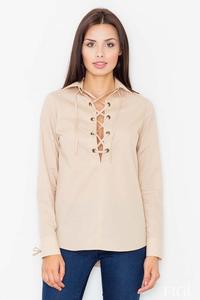 Beige Lace-up Front Shirt