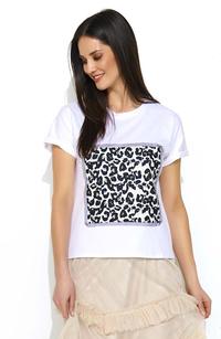 Beige Spotted T-shirt with an Animal Motif