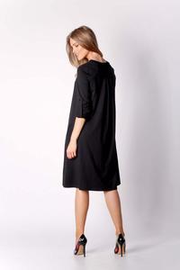 Black Loose V-neck Knitted Dress
