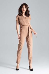 Brown Elegant Suit with Envelope Neckline